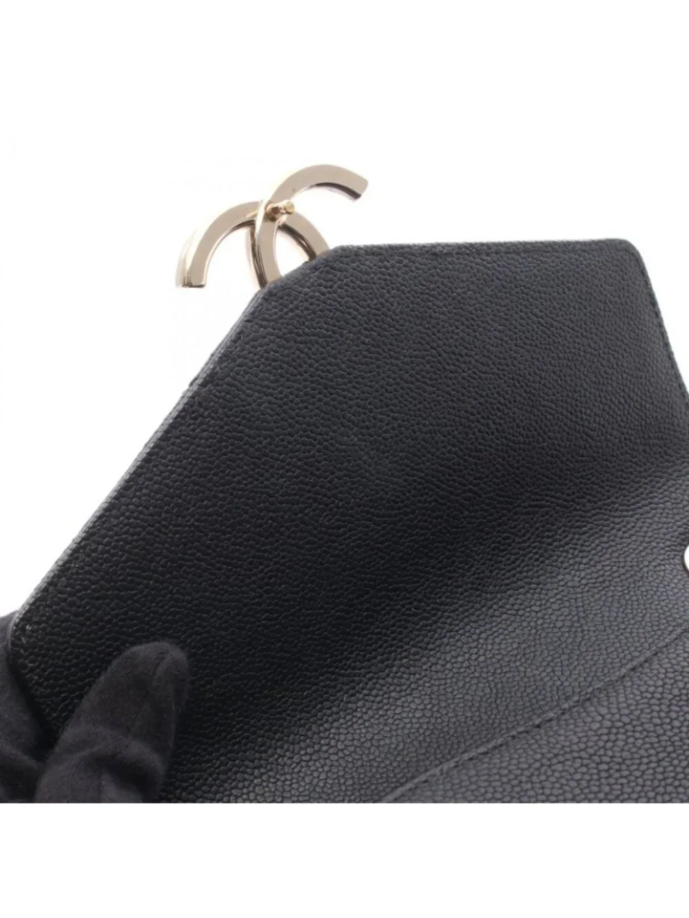 Chanel Shoulder Bag Quilted Half Coco Black Caviar Leather 2-Way Chain